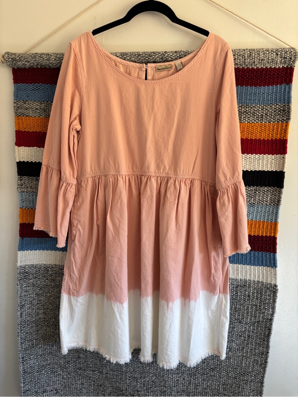HOLDING HORSES Pink and White Dip-Dye Tiered Dress